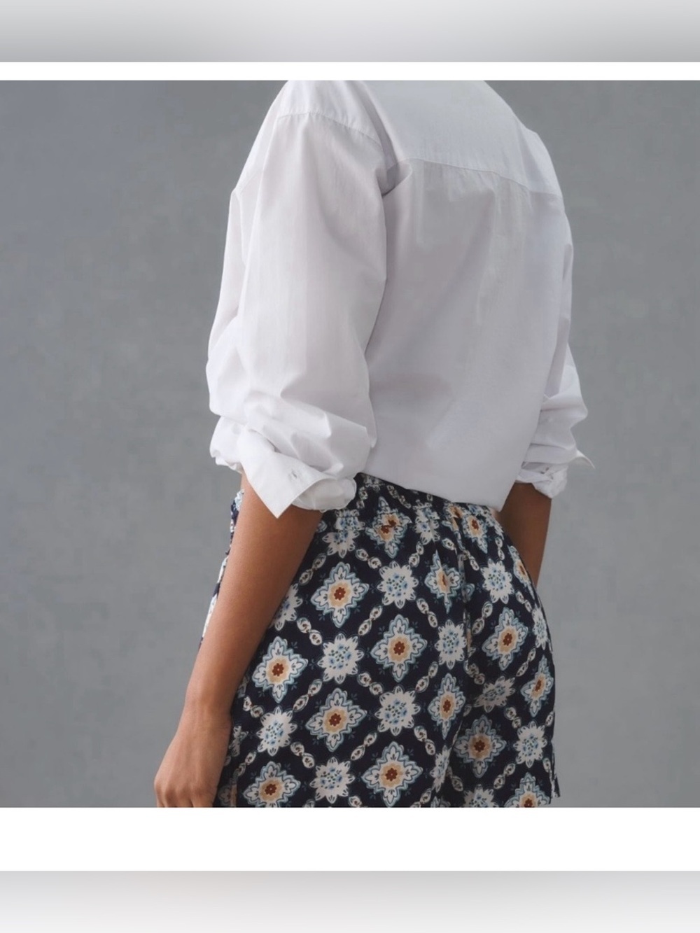 Anthropologie Easy Traveler Shorts Boho Navy Floral Geometric Coastal Breezy S - Picture 3 of 10